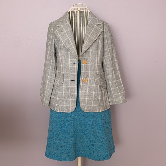 Vtg Windowpane Plaid wool blazer jacket - Picture 5 of 16